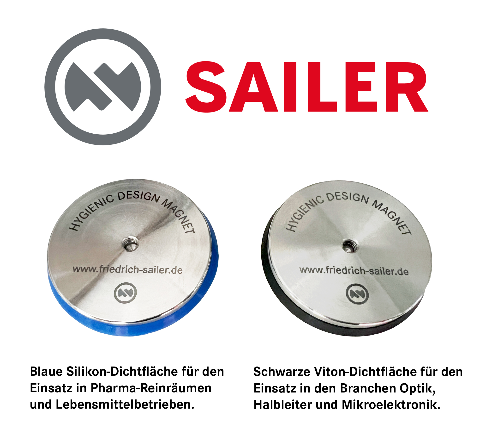Produktneuheit: Sailer Hygienic Design Magnet jetzt auch für die Reinräume der Branchen Optik, Halbleiter und Mikroelektronik verfügbar